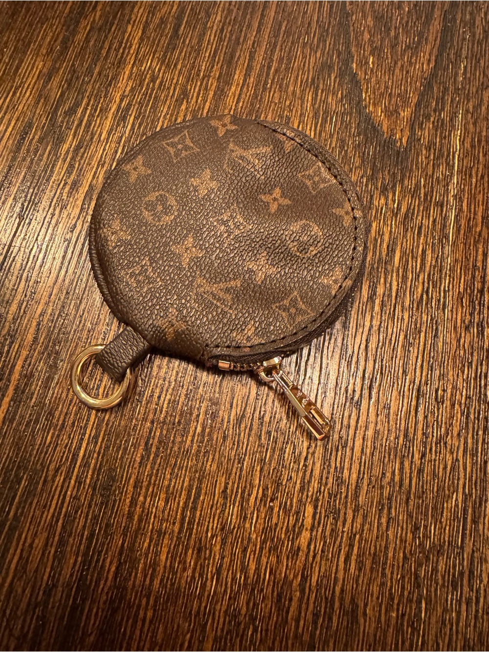 Monogram Round Coin Pouch - Brown